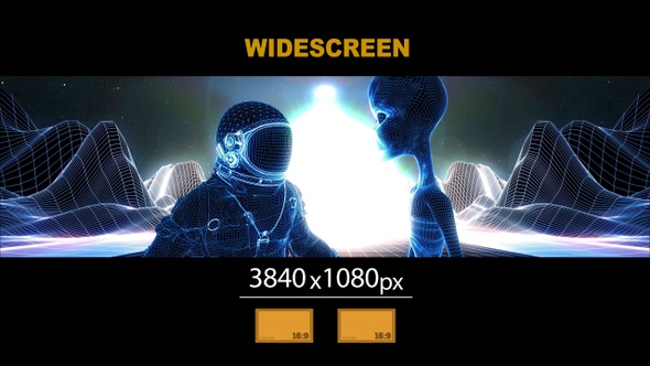 Widescreen Astronaut Alien Wireframe 03