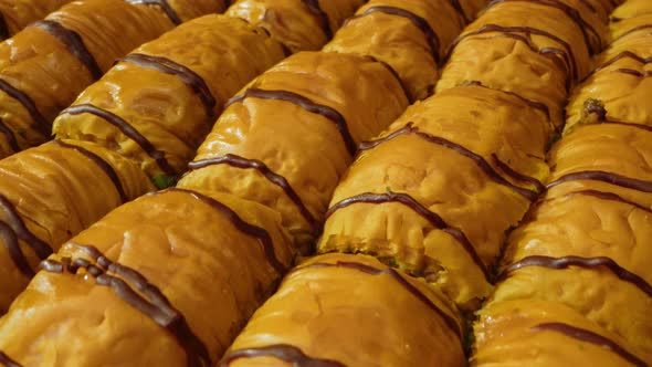 Baklava Traditional Turkish Dessert Served on a Tray