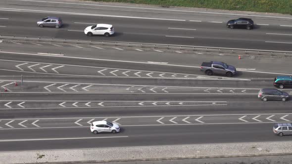 Aerial View of Highway Traffic with Cars alt