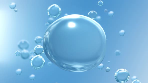 Clear Crystal Blue Water Bubble on Blue Drop Background Loop