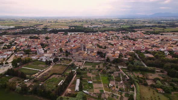 Drone Flight Over Castello D'Empuries Town alt