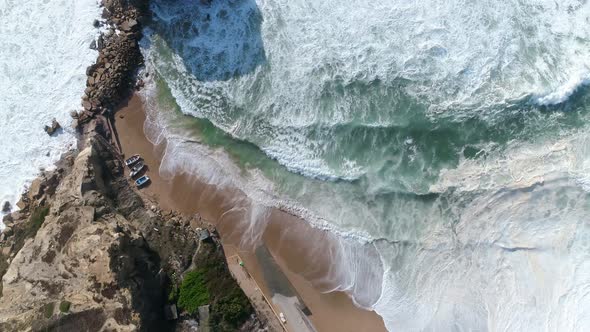 Sandy Beach and Beautiful Waves Forming the Foam alt