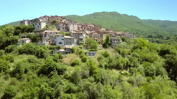 The Aerial View of the Houses and the Trees in Petrello Salto