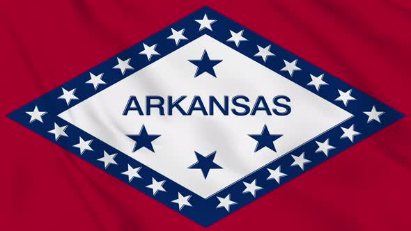 Arkansas flag seamless closeup waving animation. Vd 1978