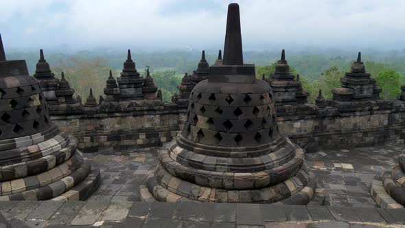 Borobudur Temple, Yogyakarta, Java, Indonesia. Crane Shot alt