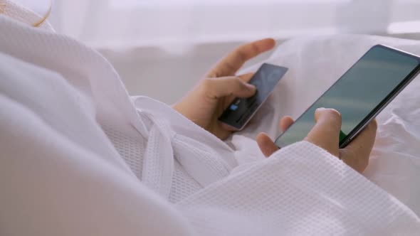 Woman Doing Online Shopping with Phone