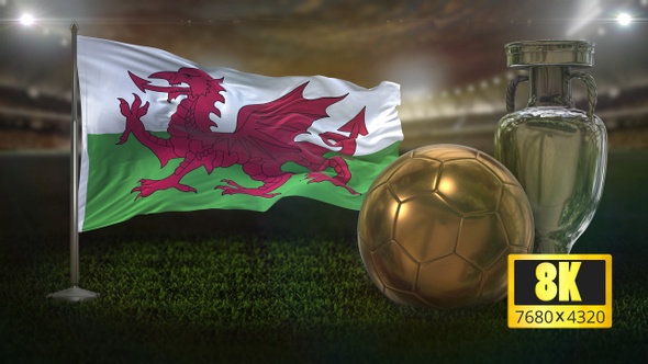 8K Wales Flag with Football And Cup Background Loop by ...