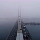 Aerial View of South Subway Cable Bridge in the Fog - VideoHive Item for Sale
