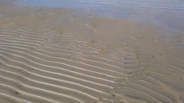 Sand on the Beach with Streaks From the Sea Waves