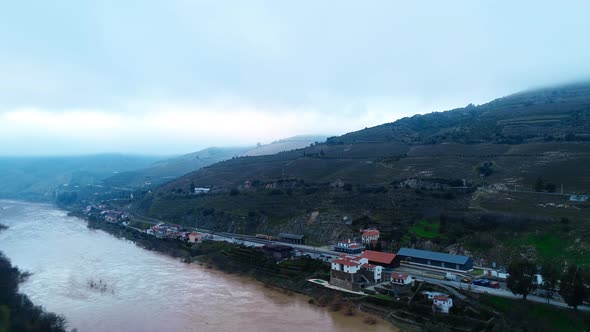 Fly Above Train Station Near River alt