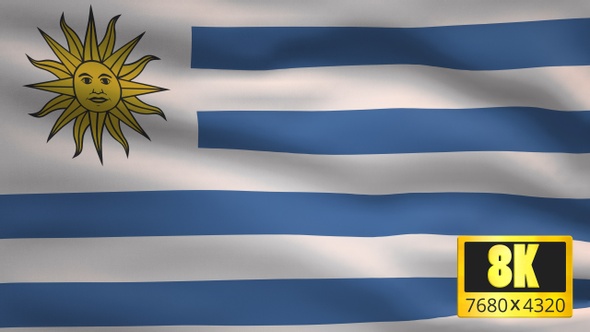 8K Uruguay Windy Flag Background alt