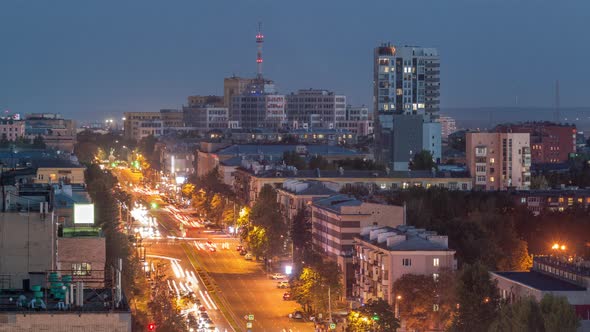Kharkiv City Panorama From Above Night Timelapse alt