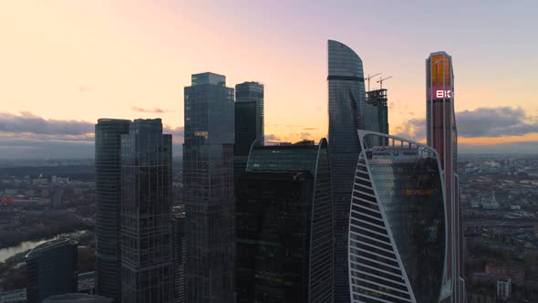 Business Center Moscow City. Aerial, Dron Shoot. alt