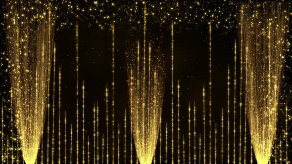 Golden Background With Shiny Rays And Particles