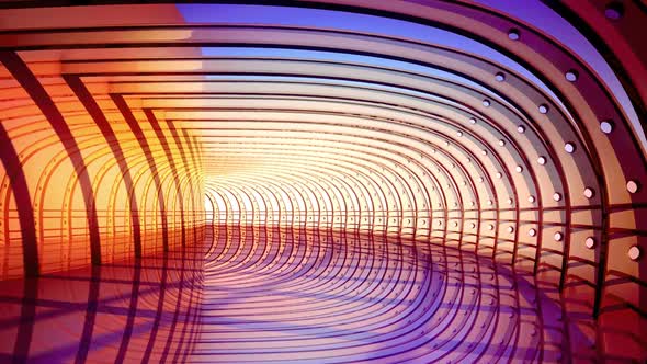 Inspiring Sci-Fi navy blue corridor of infinity in endless walk-through clip. HD alt