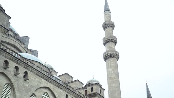 Tilt Up Shot of Suleiman Mosque Rooftop in Istanbul, Turkey