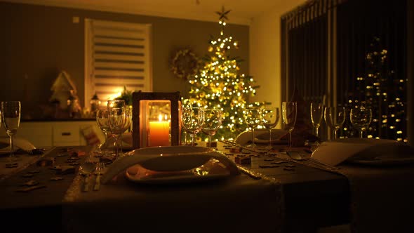 Decorated Table and Christmas Tree