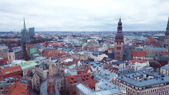 Riga Old Town Aerial 4k alt