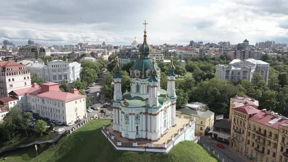 Kyiv. Ukraine. St. Andrew's Church. Aerial alt