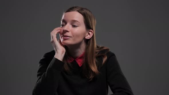Young Girl Thinking of Something Unpleasant alt