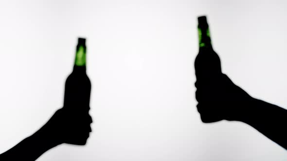 People Toasting with Bottles Isolated on White Background alt