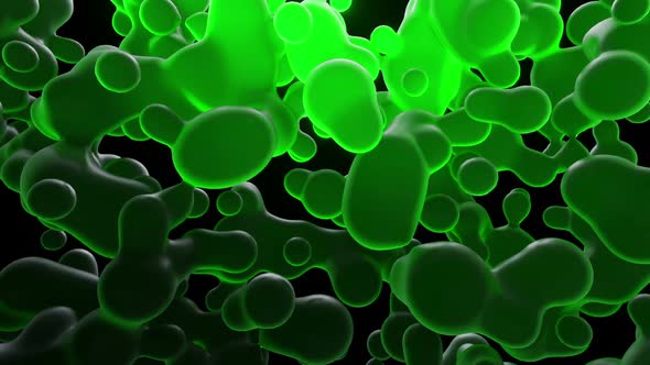 Green Glowing Liquid Bubbles