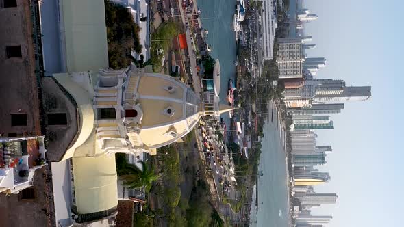 Vertical Footage The Cartagena Old and Modern City Panorama
