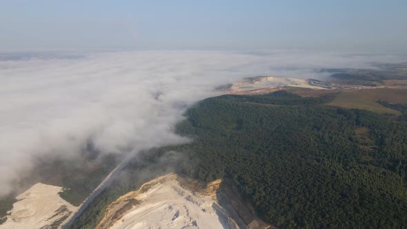 Aerial View of Open Pit Mining Site of Limestone Materials Extraction for Construction Industry with alt