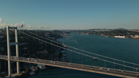 turkey istanbul bosphorus bridge aerial view and blue sky