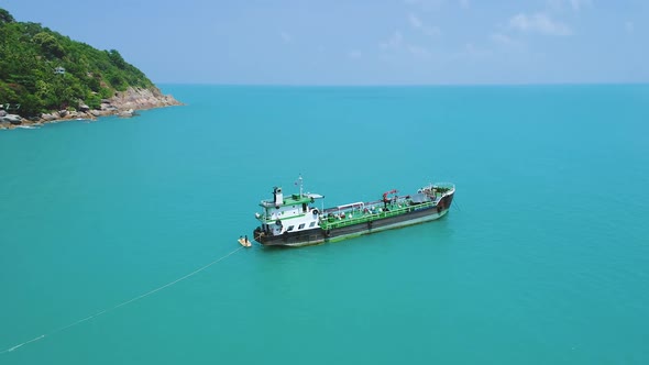 Thailand's Turquiose Oceans Aerial Ship Shot at Majestic Seascape