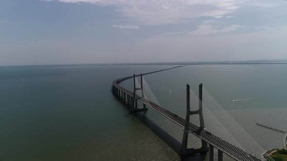 Vasco De Gama Bridge Aerial View Lisbon Portugal alt