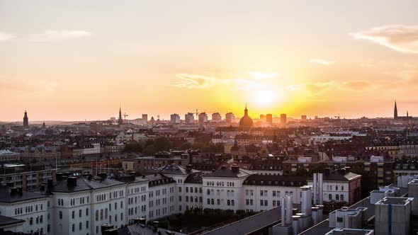 Stockholm city at sunset Time Lapse