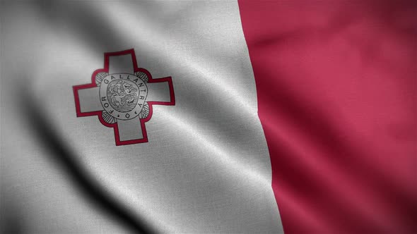 Malta Flag Closeup Blowing In Wind alt