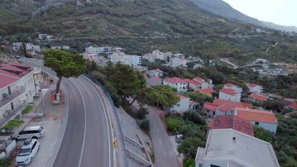Drone Panoramic View of the Mountain Highway at the Sea Coast
