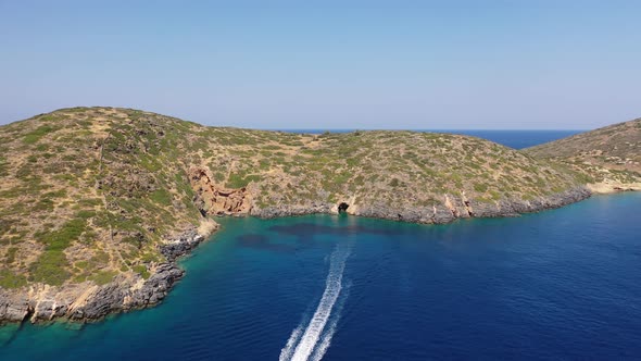 Aerial View of Boats in the Mediterranean Sea, Crete, Greece