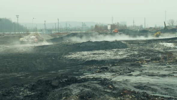 Liquidation of Remediation of Landfills Waste of Oil and Toxic Substances, Burnt Lime Is Applied To