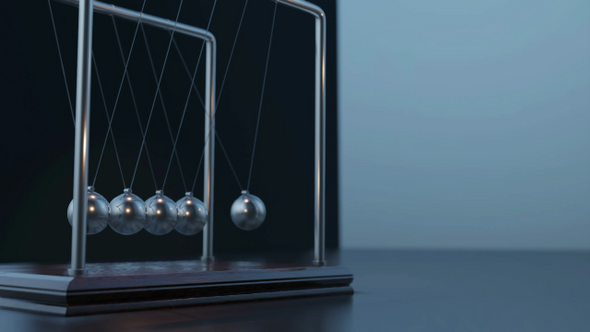 Pendulum Balls Swinging Newtons Cradle Passing Business Time Loop Closeup