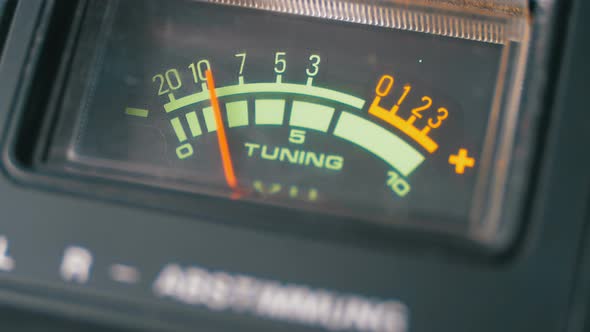 Analog Signal Indicator with Arrow. Meter of the Audio Signal in Decibels. alt