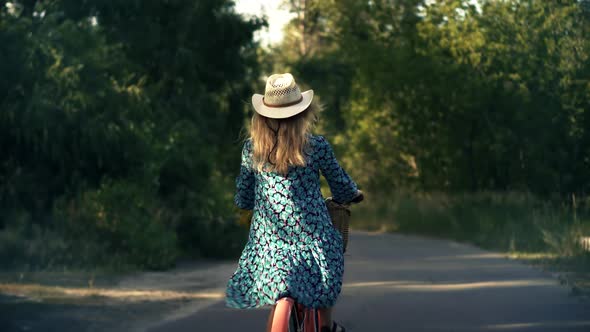 Cyclist Happy Cycling Travel Woman Rider On Bicycle. Girl Helmet Cycling On Bike Sport Recreation. alt