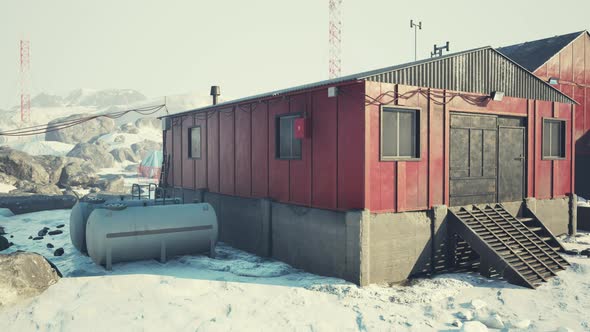 Aerial View of Antarctic Station in Antarctica alt