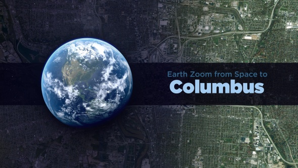 Columbus (Ohio, USA) Earth Zoom to the City from Space