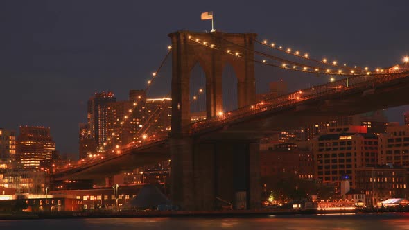 Brooklyn Bridge Sunset In New York City