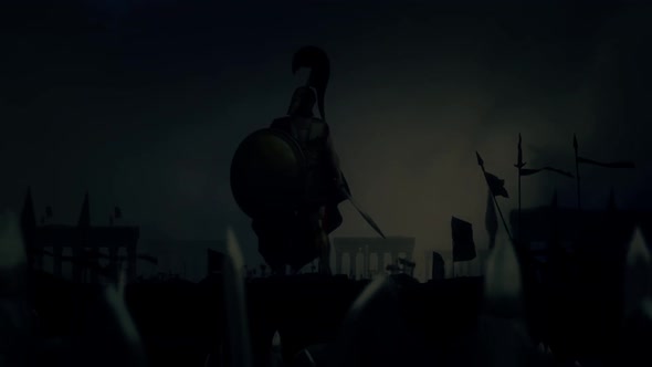 Victorious Greek Soldier With A Shield And A Sword in Heroic Pose alt