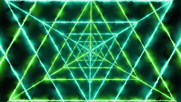 Green Cyan Color Fire Triangle Tunnel Animated Background alt