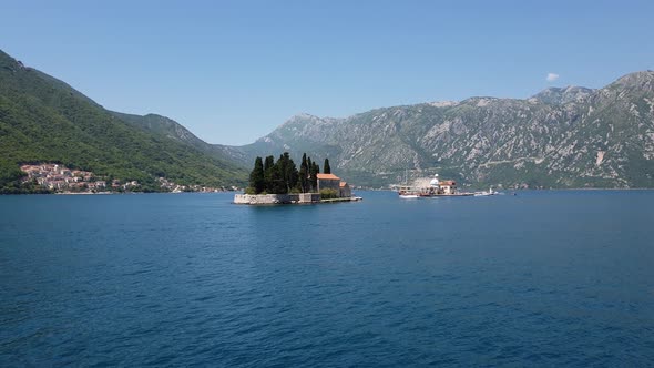 Natural Islet with Saint George Benedictine Monastery. Kotor Bay. Montenegro