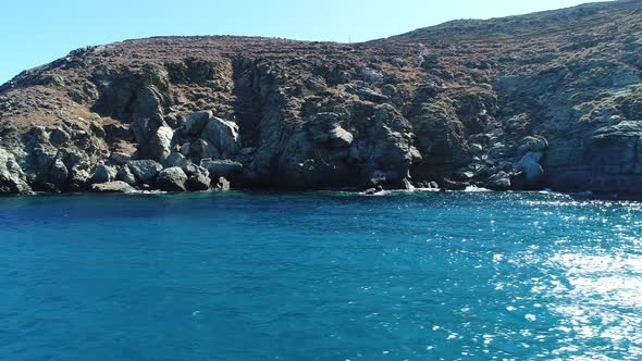 Kastro Sifnou beach on Sifnos island in the cyclades in Greece aerial view alt