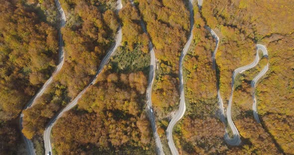 Autumn Mountain Road View From Above