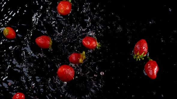 Strawberries Falling on Water