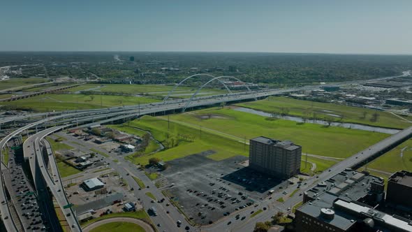 Aerial View of Margaret McDermott Bridge Vehicle Highway alt