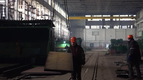 The Interior of a Big Industrial Factory with Steel Constructions